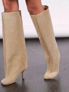 Luxury Fashion Women's Knee High Long Boots Square Toe Wide Calf Stiletto Heel Tall Boots Apricot Elegant,Sexy        Women Shoes, size features are:Bust: ,Length: ,Sleeve Length: Suede Knee High Boots Outfit, Margiela Boots, Heel Tall Boots, Platforms Shoes, Fall Date Night, Suede Knee High Boots, Shoes Inspiration, Boot Outfits, Boots Square Toe