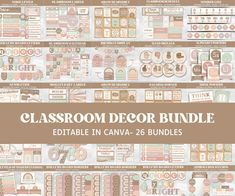 the classroom decor bundle includes many different stickers, labels and decals for students to use