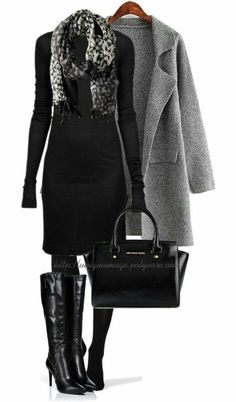 Classy Fall Outfits, Fall Fashion Coats, Mode Casual, Grey Outfit, Fashion Mode, Work Fashion, Wearing Black