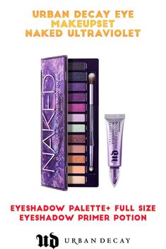 Urban Decay Eye Makeup Set - Naked Ultraviolet Eyeshadow Palette + Full Size Eyeshadow Primer Potion