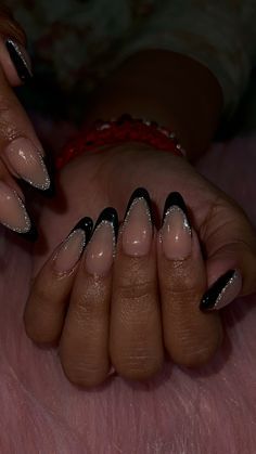 Nail Ideas For Back To School Almond, French Tip Back To School Nails, French Tips Acrylic Black, Painted Almond Nails, Simple Nail Art Step By Step, French Tip Almond Nails With Flowers, Cute Nail Extension Designs, Almond Nail Inspo French Tip, Simple Hoco Nails Almond