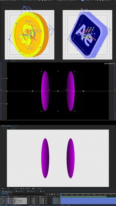 three different shapes are shown in the same image, one is purple and one is yellow