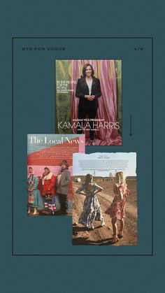 the front and back cover of an article about women's fashions, with photos of