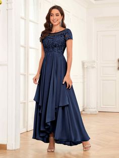 #color_Navy Blue Short Wedding Gowns, Bride Groom Dresses, Maxi Dress Elegant, Mother Of Bride Outfits, Mother Of Groom Dresses, Mother Of The Bride Outfit, Groom Dresses, Bride Groom Dress, Mob Dresses