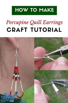 how to make porcupine quill earrings with beading and crochet hooks