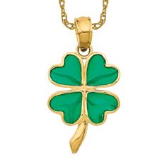 Introducing our exquisite 10k yellow gold 4 leaf clover necklace, designed exclusively for her. This stunning piece of jewelry is the perfect symbol of luck and elegance. Crafted with utmost precision and attention to detail, this necklace is sure to captivate anyone who lays eyes on it. Made with high-quality 10k yellow gold, this necklace boasts a radiant shine that will last a lifetime. The delicate 4 leaf clover pendant adds a touch of charm and sophistication to any outfit, making it a versatile accessory for both casual and formal occasions. Our necklace is thoughtfully designed to complement the natural beauty of every woman. The adjustable chain ensures a perfect fit, while the secure clasp guarantees peace of mind. Whether it's a gift for a loved one or a treat for yourself, this Clover Leaf Necklace, 4 Leaf Clover Necklace, Shamrock Flower, Shamrock Necklace, Claddagh Necklace, Luck Necklace, Symbol Of Luck, Good Luck Necklace, Celtic Necklace