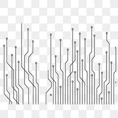 an electronic circuit board pattern on a white background, with black and white lines in the middle