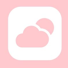 a pink and white icon with two clouds in the center on a light pink background