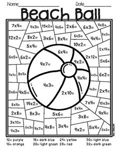 a beach ball coloring page with the numbers and measurements for each player to use in this game