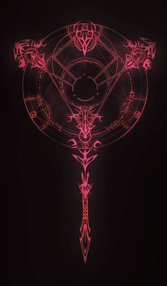 an artistic pink design on a black background