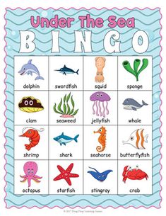 under the sea bingo game with animals and fish