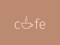 the word coffee written in white on a brown background with a cup and saucer