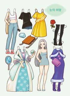 paper dolls with clothes and shoes on them