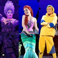 the cast of disney's live - action musical, from left to right ariel, mera, and prince