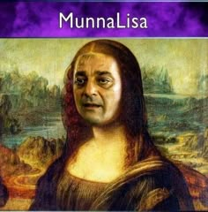 the famous monalisa is shown in purple