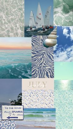 a collage of images with sailboats in the ocean