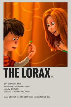 the lorax movie poster with two children looking at each other's eyes