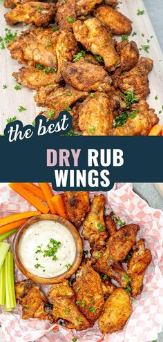 the best dry rub wings with ranch dip and celery sticks on the side