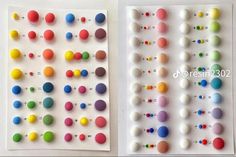 two pictures of different colored balls and numbers on the same board, one is multicolored