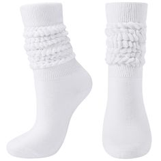 PRICES MAY VARY. Comfy to Wear: The womens slouch socks are made of soft and comfortable material, with high elasticity, woven with high-quality yarn and more stitches per inch, makes the srunchies sokcs more thick, lightweight and breathable, providing the best comfort. Unique Design: The fashion design of the stacked socks will bring a fashionable upgrade to your appearance. Both classic and fashionable, with elastic cuffs, which can better keep the shape you want and will not slip off easily. White Scrunch Socks, Comfortable Soft Knee-high Socks, Stacked Socks, Slouchy Socks, Canada Winter, Slouch Socks, Fall Break, Cozy Socks, Socks For Women