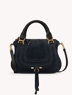 Chloé Marcie Double Carry Bag | Chloé US Suede Bags With Double Handle And Detachable Strap, Suede Bags With Detachable Strap And Double Handle, Suede Double Handle Bag With Detachable Strap, Suede Shoulder Bag With Gold-tone Hardware, Suede Bags With Gold-tone Hardware And Top Handle, Suede Top Handle Bag With Gold-tone Hardware, Luxury Suede Satchel With Double Handle, Suede Satchel With Detachable Strap, Luxury Suede Top Handle Satchel