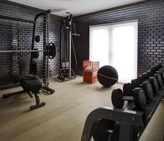 there is a gym with exercise equipment in the room