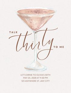 a pink drink with the words talk thirty to me