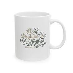 a white coffee mug with the words, all nature is god's breathed