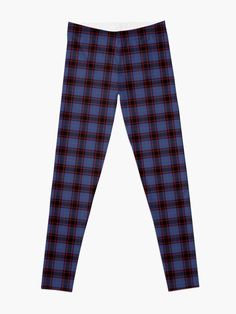 Leggings in the tartan worn by Clan Rutherford in the United States, as a sept of Clan Home. Traditional Scottish plaid pattern in blue and black, with bright green and red highlights. Available in six sizes; from the Plaidwerx shop at Redbubble. Tartan Leggings