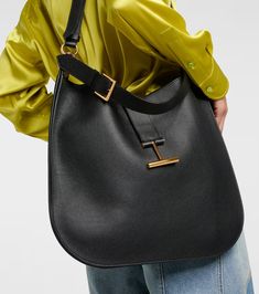 Tara Large leather crossbody bag in black - Tom Ford | Mytheresa Large Leather Crossbody Bag, Black Toms, Fall Bags, Hobo Crossbody Bag, Large Crossbody Bags, Black Leather Crossbody Bag, Fashion App, Womens Toms, Leather Hobo