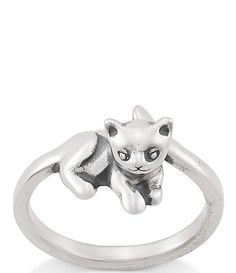 Sweet Kitten Ring Featuring a sweet kitten with a tail that wraps around the finger&#x2C; this sterling silver cat ring from James Avery is delightful. Whether you re a cat mom or just a pet lover&#x2C; wear it in honor of the feline friend that means the most to you. Pairs well with paw print and other animal-inspired designs. Product Specifications: Sterling Silver Available in Whole and Half Sizes 4-10 Available for Ring Sizing 1/2 inch WideSterlin Silver Cat Ring, Sterling Silver Jewelry Rings, Sterling Silver Cat, Cat Ring, Silver Cat, James Avery, Funky Jewelry, Cat Jewelry, Pet Lover