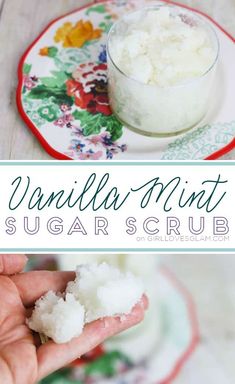 Sugar Scrub Homemade Recipe, Homemade Scrubs, Homemade Sugar Scrub, Mint Sugar Scrub, Mint Sugar, Easy Gift Idea, Salt Scrubs, Mint Essential Oil