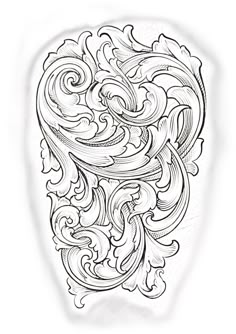 an artistic tattoo design with swirls and waves