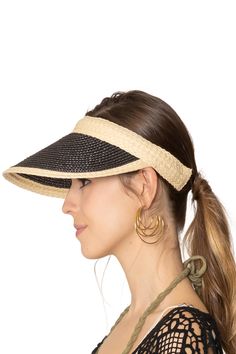 Upgrade your sunny day style with this Accented Brim Visor! Featuring a light beige braided detail on the base and edge of the visor, this visor adds a touch of chic to any outfit. Made from 100% straw, it not only looks great but also fits comfortably. Get ready to turn heads while staying protected from the sun! Chic Braided Straw Sun Hat, Chic Adjustable Braided Straw Hat, Chic Braided Straw Hat, Chic Straw Visor Sun Hat, Braided Straw Hat For Summer, Casual Braided Brimmed Straw Hat, Chic Woven Visor Hat, Chic Visor Straw Hat With Uv Protection, Chic Straw Visor Hat With Uv Protection