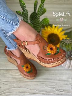 Leather T-strap Sandals With Round Toe For Festival, Closed Toe Leather T-strap Sandals For Festivals, Leather Closed Toe T-strap Sandals For Festival, Orange Round Toe Sandals For Festival, Floral Embroidered Heels, Colorful Wedges, Mexican Shoes, Mexican Sandals, Embroidered Heels