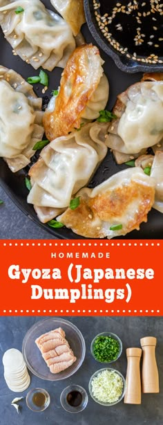 homemade gyoza japanese dumplings with dipping sauce