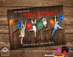 an image of a birthday card with three people jumping in the air