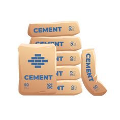 three cement bags stacked on top of each other with the words cement printed on them