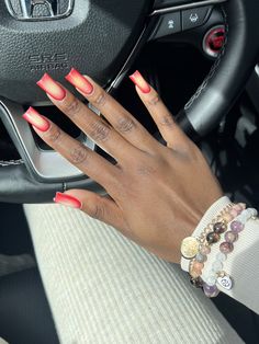 Short Red Acrylic Nails, Duck Nail Ideas, Duck Nail, Tapered Square Nails, Red Acrylic Nails, Aesthetic Space, Stiletto Nails Designs