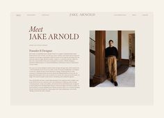 the homepage for james arnold's website, featuring an image of a man