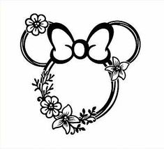 minnie mouse head with flowers in the middle