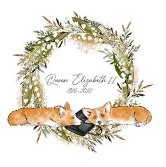 two foxes are laying down in the middle of a wreath