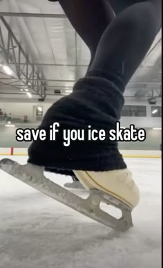 someone is skating on an ice rink with the words save if you ice skate