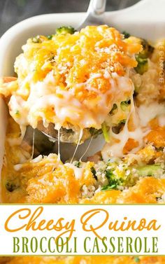 cheesy quiche broccoli casserole in a white dish