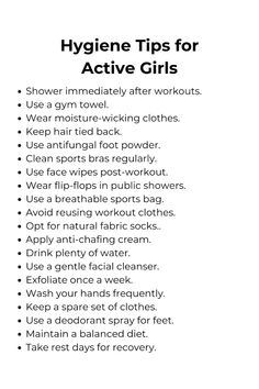 #hygienetips #activegirls #femininehygiene #tipsforgirls #girllifehacks #personalhygiene Gym Hygiene Tips, Morning Hygiene Routine, Health Hacks For Women, How To Be Clean, Personal Hygiene Aesthetic, Hygenic Tips Women, Hygenic Tips Feminine, Girl Tips Hygiene, Clean Girl Tips