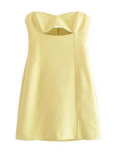 Composition: Polyester Designer Style ID: LUIS12457881 Hoco Inspo, Dresses Yellow, Yellow Mini Dress, Dress Satin, Hoco Dresses, Dress Cover, Designer Style, Mini Dresses, Mesh Dress