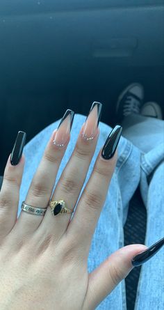 Euphoria Nails, Black Acrylic Nails, Edgy Nails, Simple Acrylic Nails, Acrylic Nails Coffin Short, Square Acrylic Nails, Best Acrylic Nails, Long Acrylic Nails, Cute Acrylic Nails