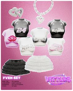 an advertisement for the vyven set featuring clothes and accessories