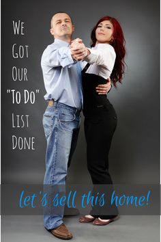 a man and woman standing next to each other with the words let sell this home