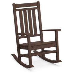 a wooden rocking chair on a white background